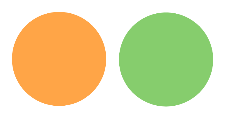 オレンジと緑の点