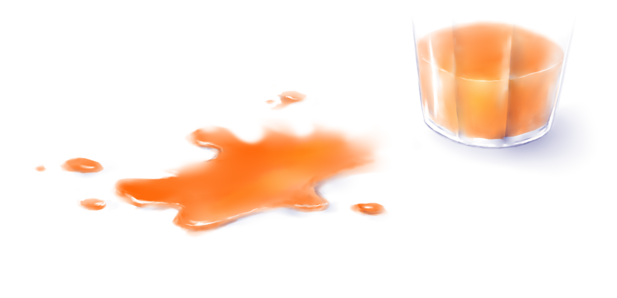 こぼれたオレンジジュース