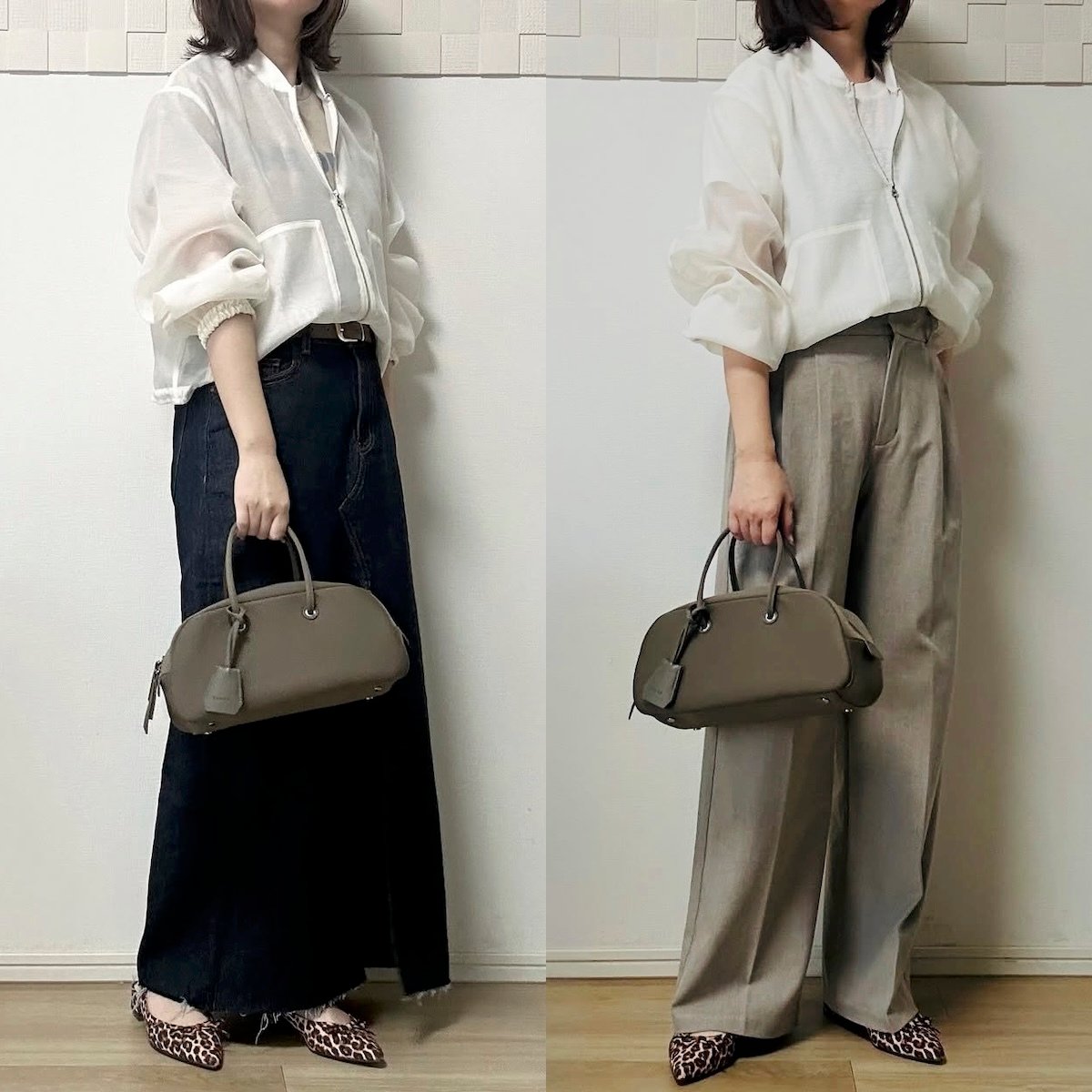  【GU】上品な透け感がポイント。40歳からの「シアーブルゾン」の垢抜けコーデ術3選 