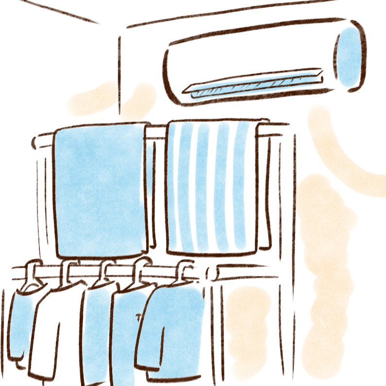  エアコン（暖房）の前に洗濯物を干さない方がいいワケ【電気代節約術】 