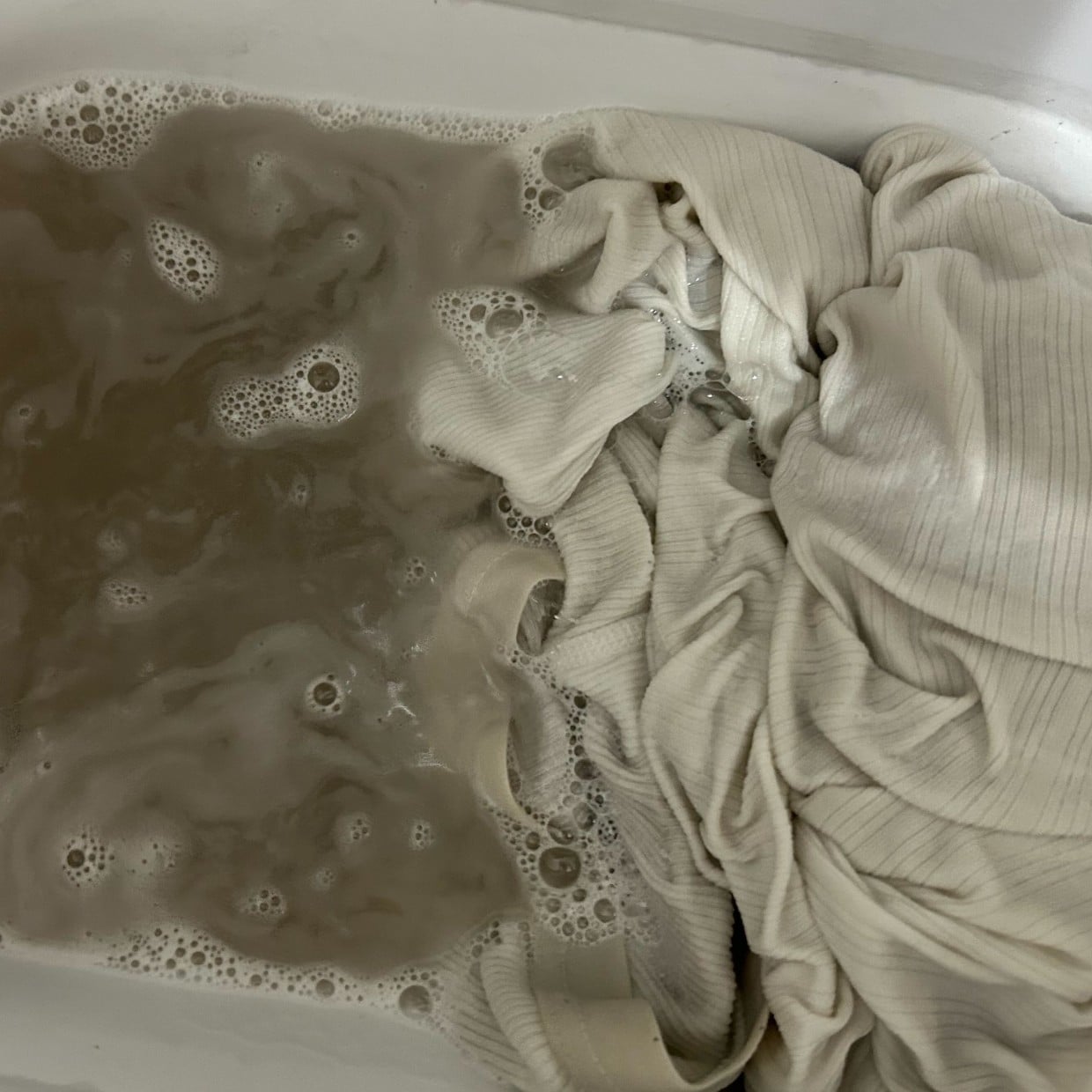  「洗ってるのになぜ臭う」「信じたくない汚水が…」ブラトップの蓄積汚れをごっそり落とす洗濯術 