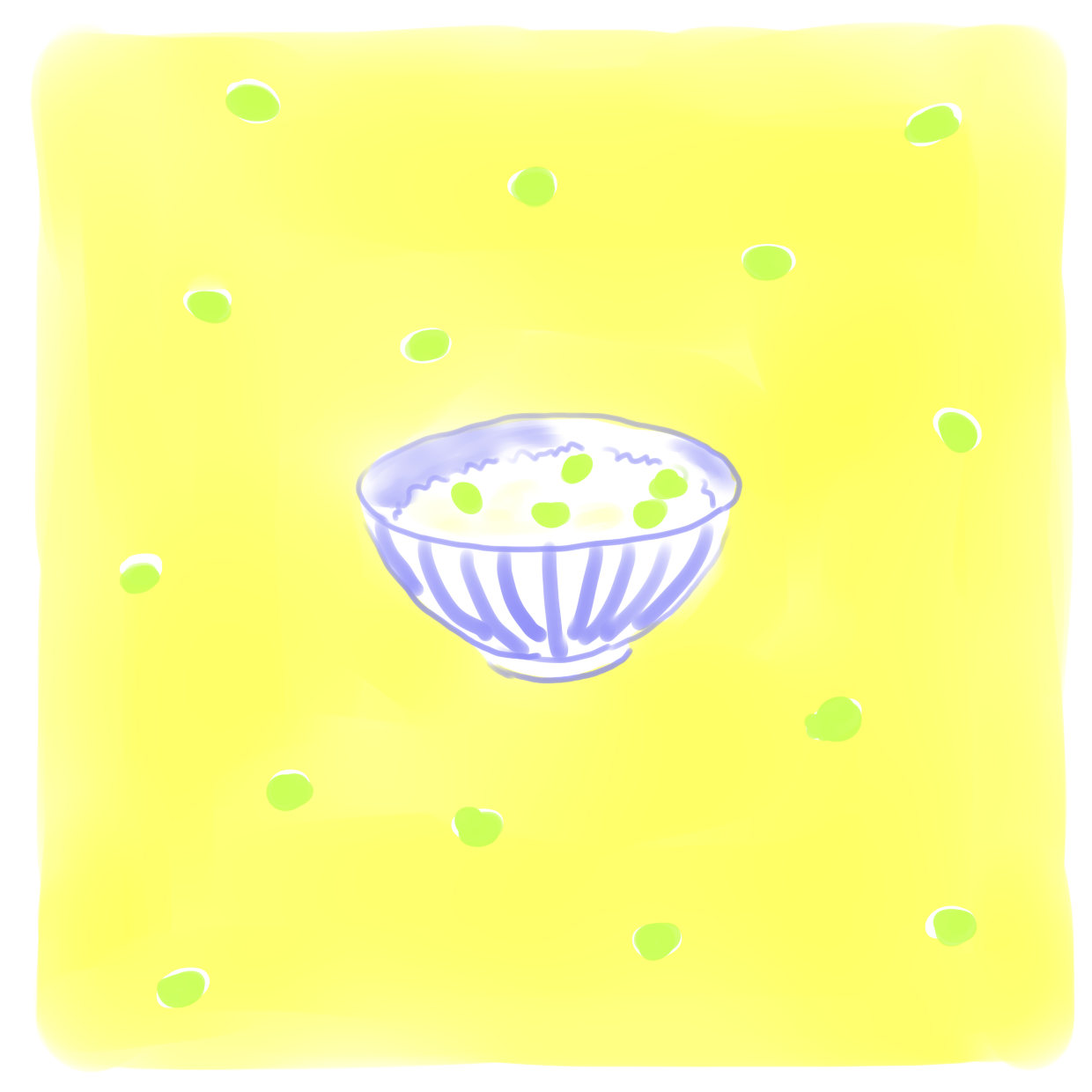  茶碗によそった豆ご飯。 