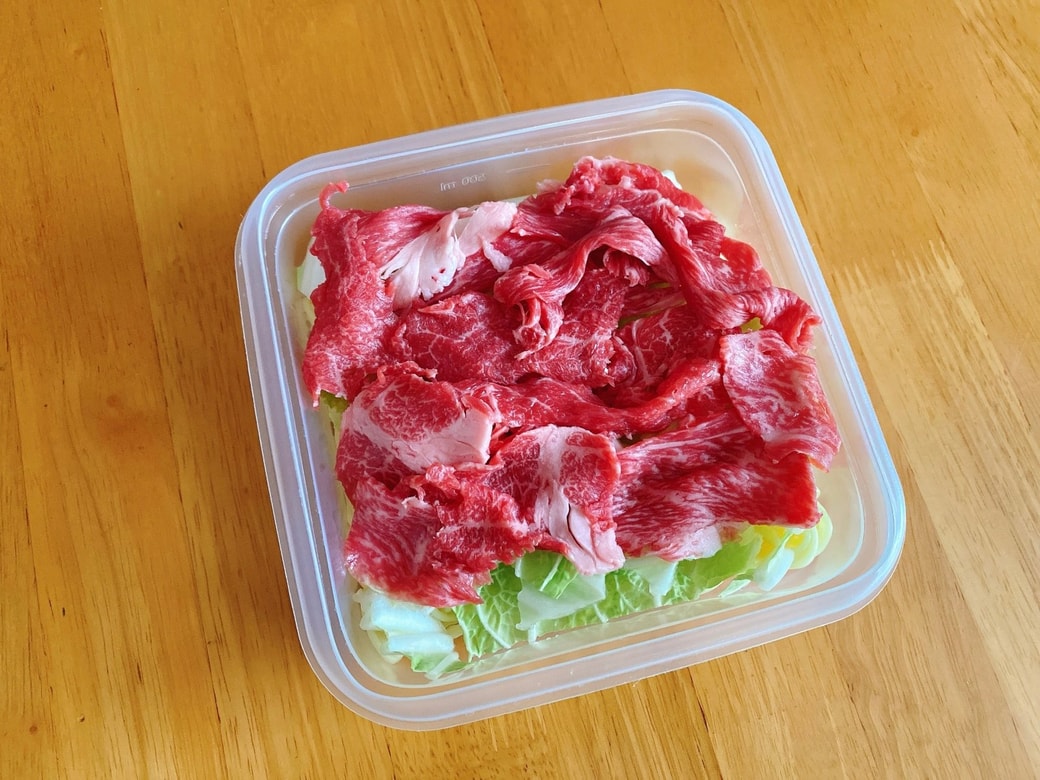 牛肉と白菜の塩レモンそば加熱前