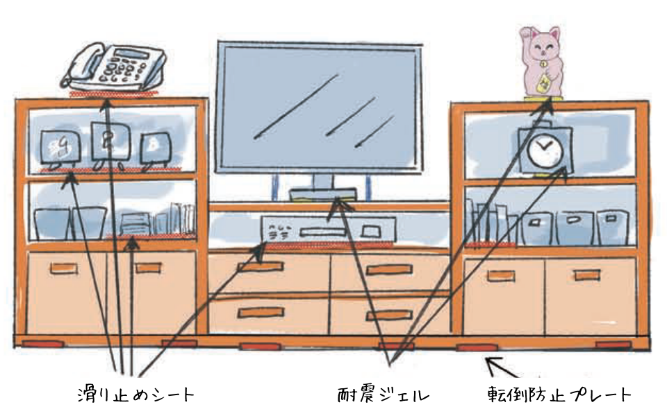 リビングの地震対策