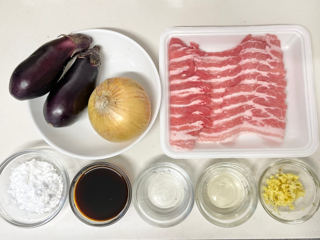 豚バラとなすの生姜焼き