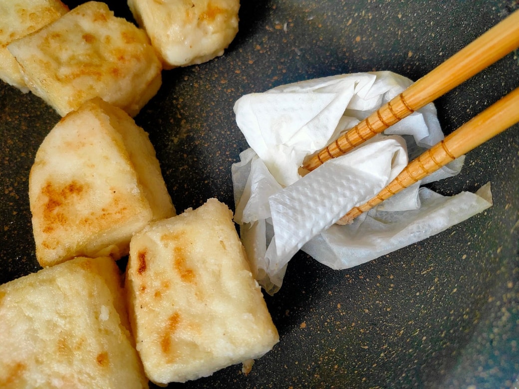 豆腐のつゆマヨ照り焼き