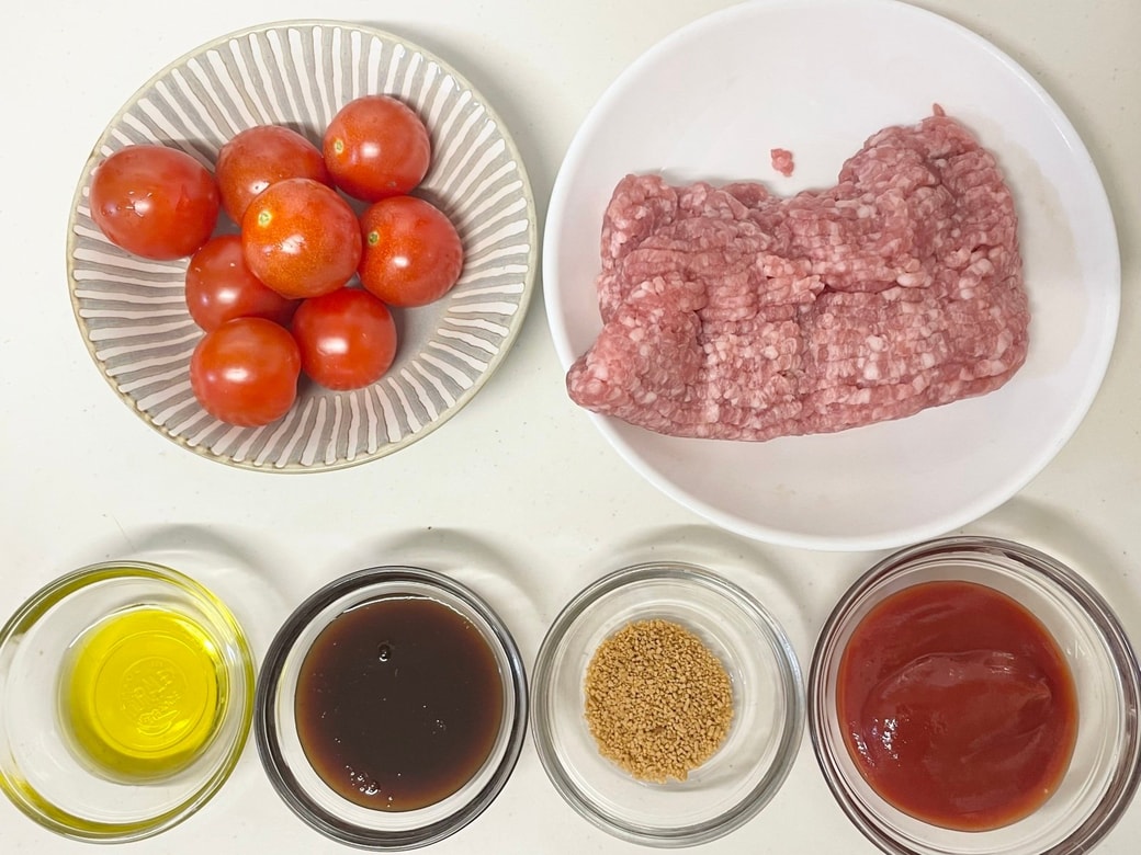 ひき肉とミニトマトのミートソース炒め