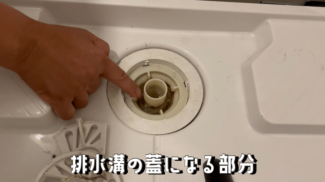 洗濯機の排水口のふたの部分