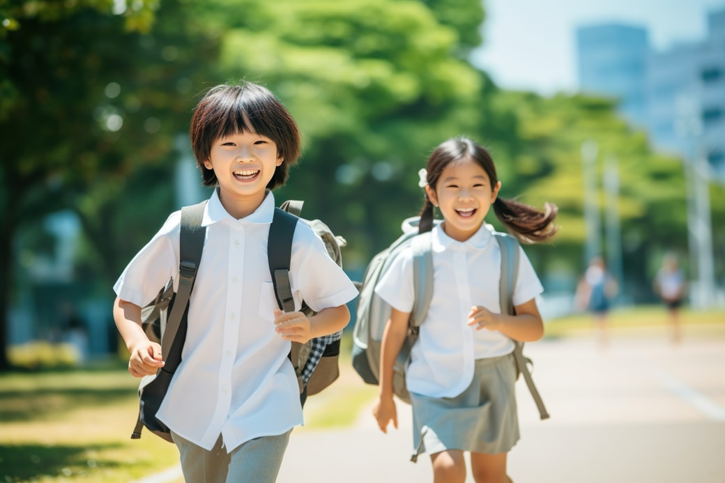 登校する子ども