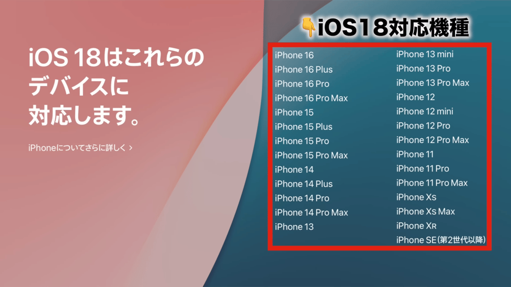 iOS18対応機種