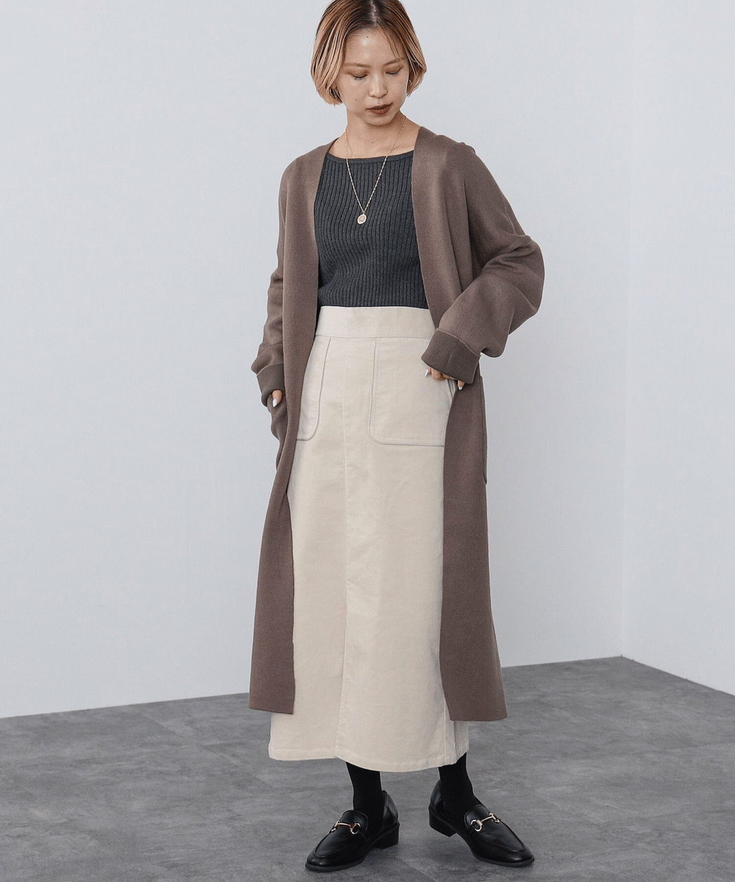 ダブルフェイスニット ロングカーディガン(ウォッシャブル) 24AW ロングシーズン