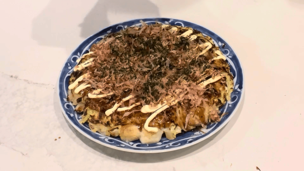 餅のキャベツたっぷりお好み焼き風