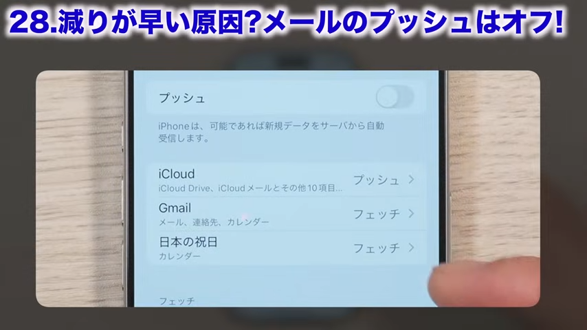 「プッシュ」で設定されているメール