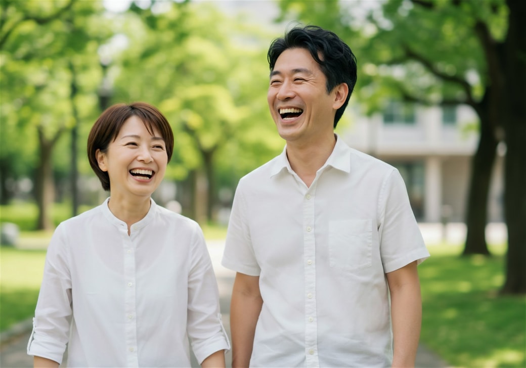 笑顔の夫婦