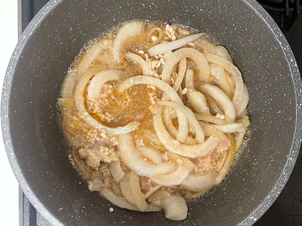 ひき肉と新玉ねぎの卵とじ丼