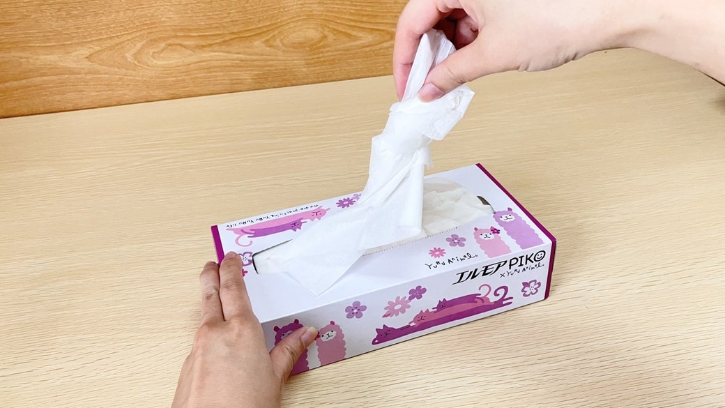 ティッシュがまとめた出てきた様子