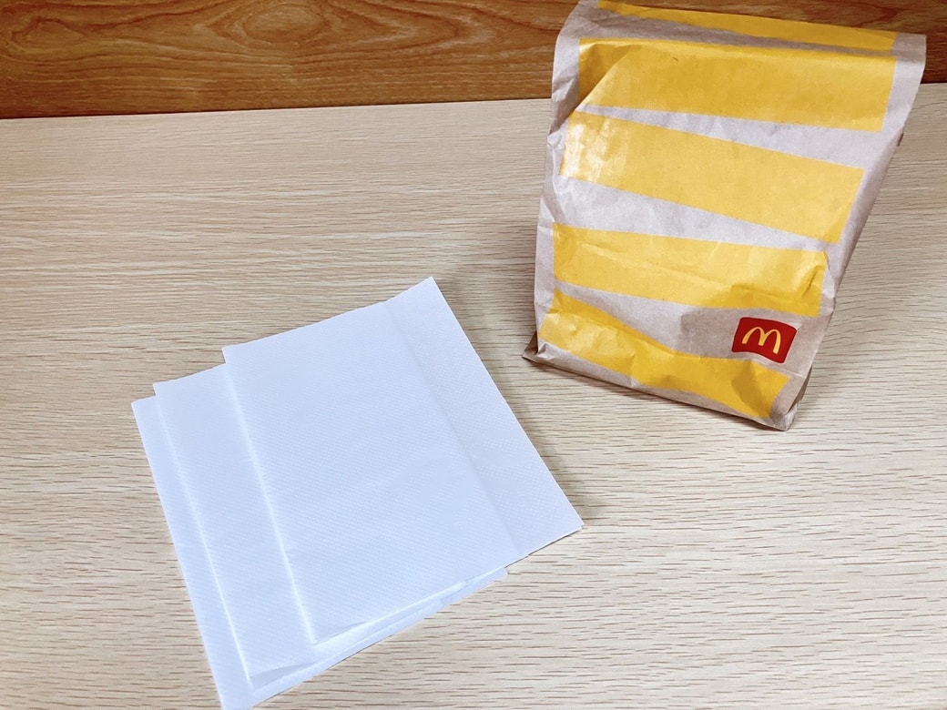マクドナルドの紙ナプキン
