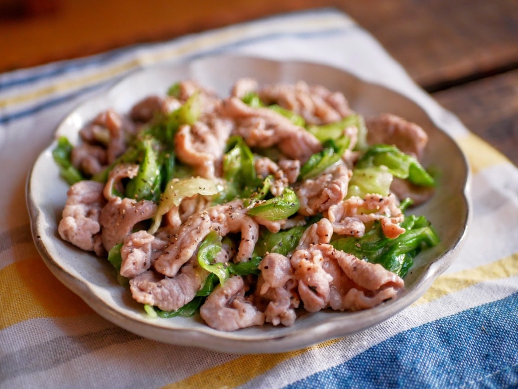 豚肉レタスのレモンダレ炒め