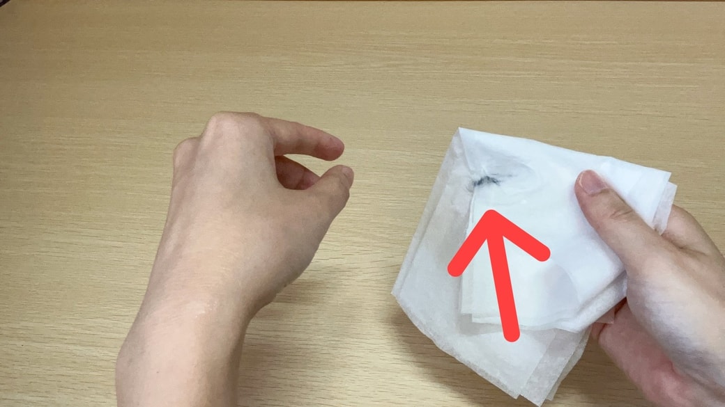 油性ペンの汚れがとれた様子