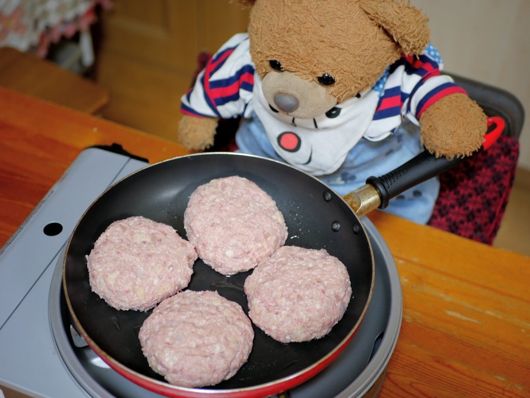 焼き始めたところ
