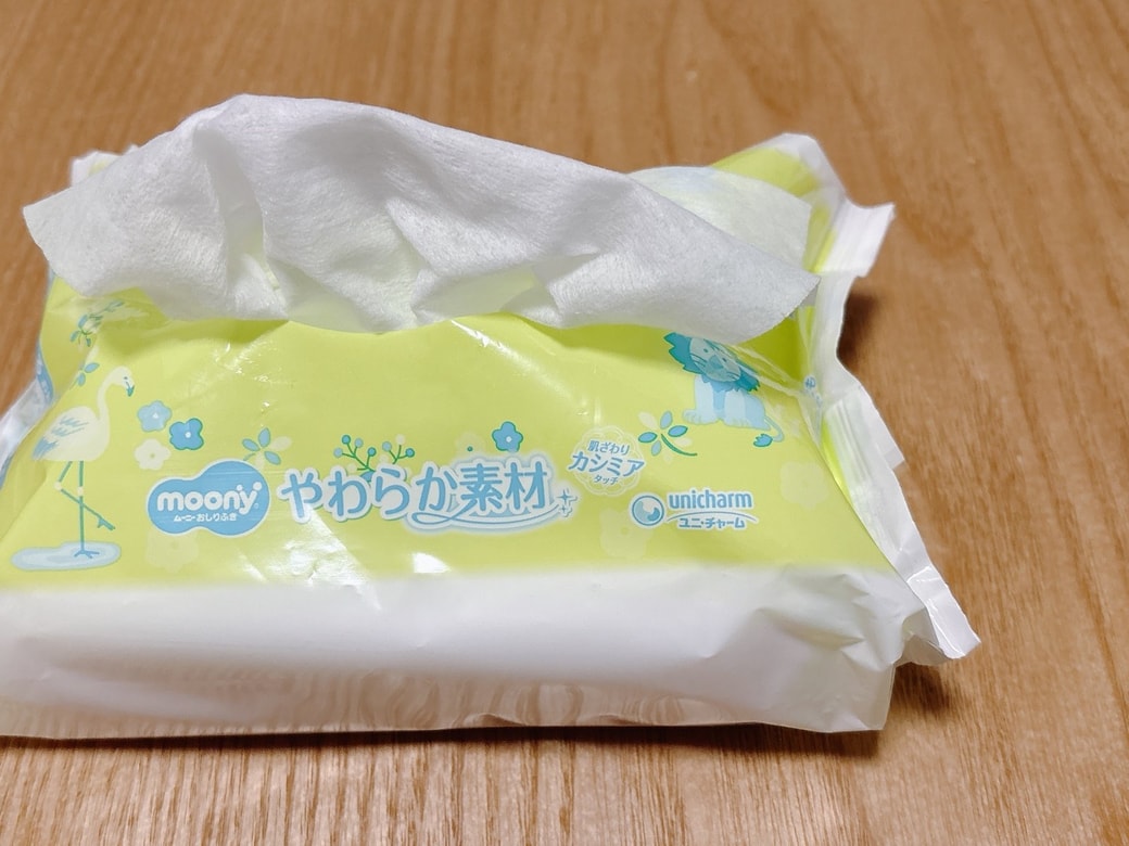 使いかけとのウェットシート（おしりふき）