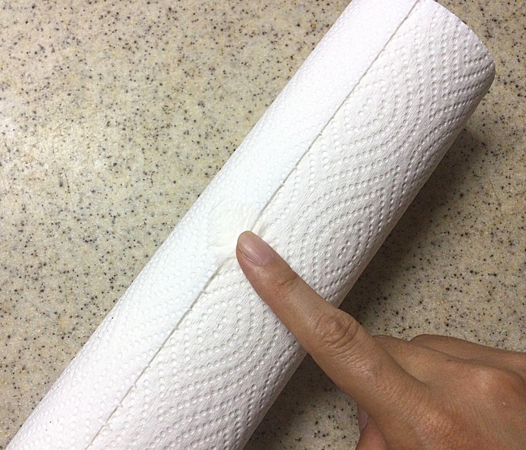 キッチンペーパーの端を止める