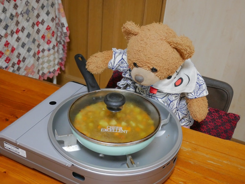 蓋をして焼く
