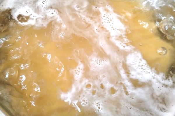パスタを茹でているところ。