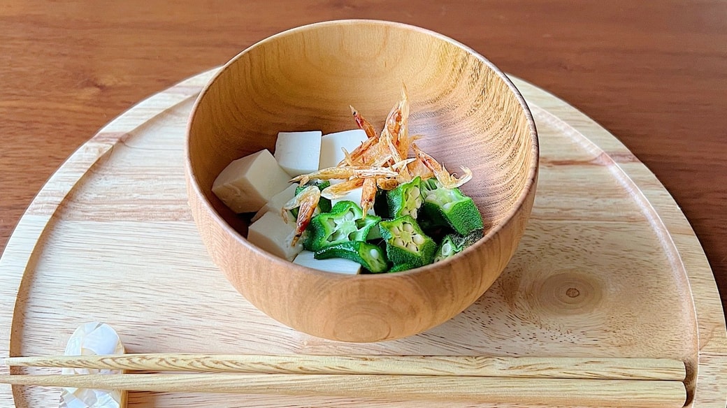 桜えびとオクラと豆腐