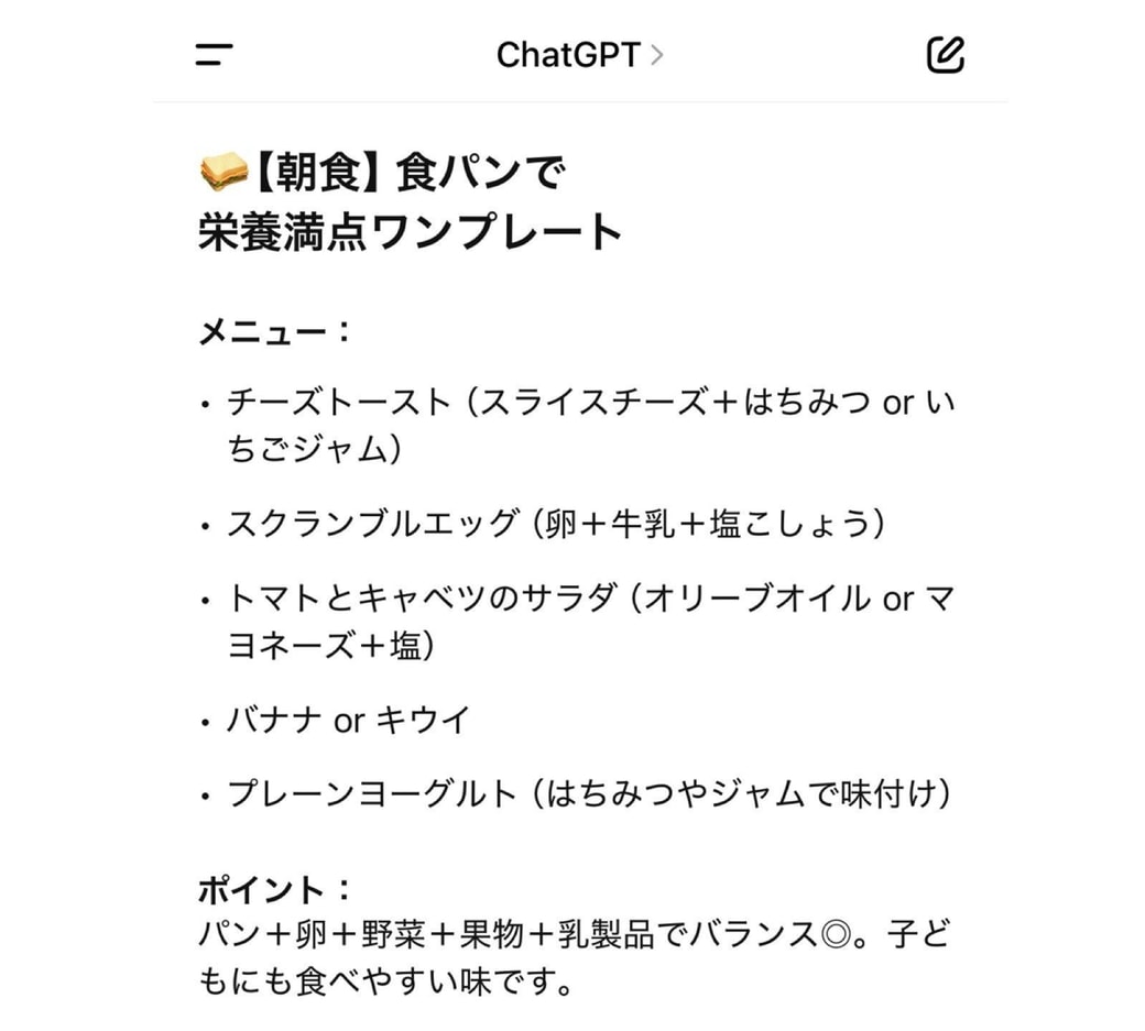 チャットGPT朝食