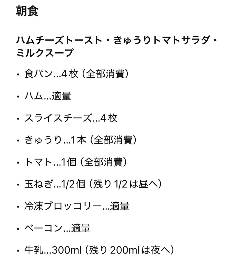 chatGPT提案の朝食メニュー