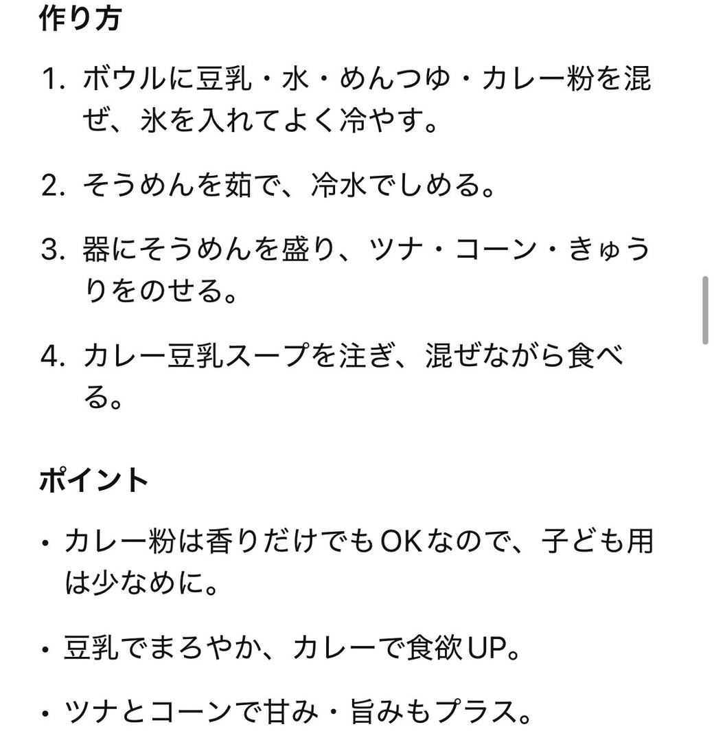 冷やしカレー豆乳そうめんの作り方とポイント