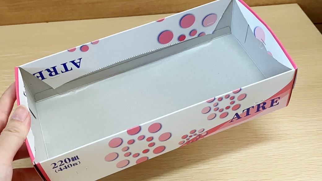 完成したティッシュ箱の収納ケース