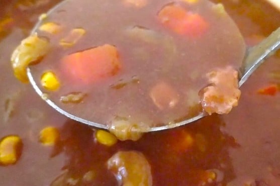 おたまでカレーをすくったところ