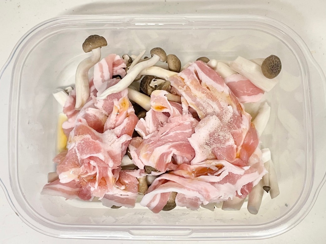 豚肉ときのこのレンジ蒸し