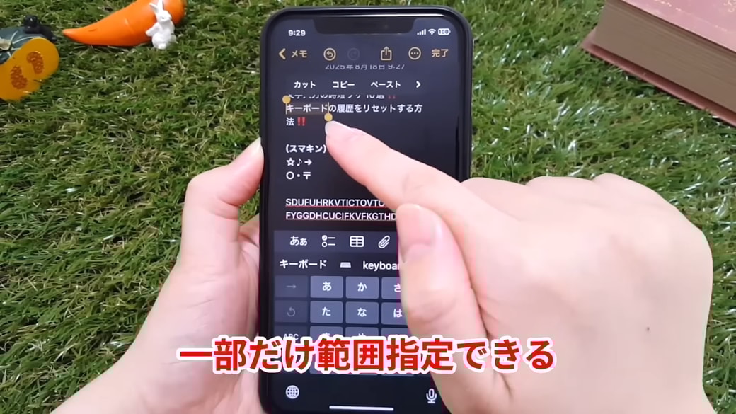 文字だけが選択される