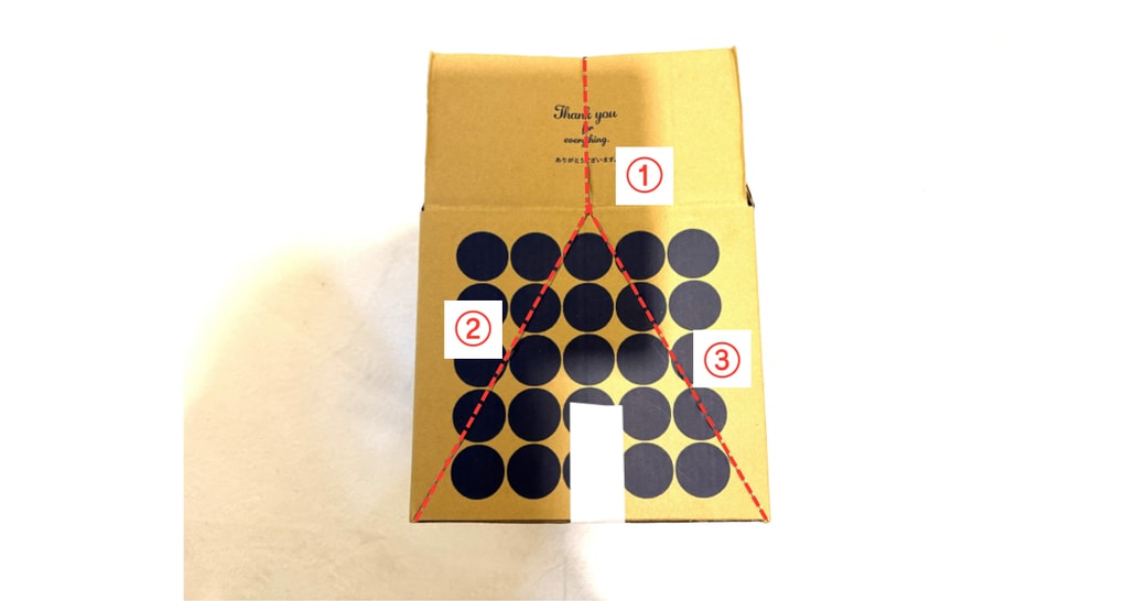 段ボール箱に切りこみ番号を入れた様子