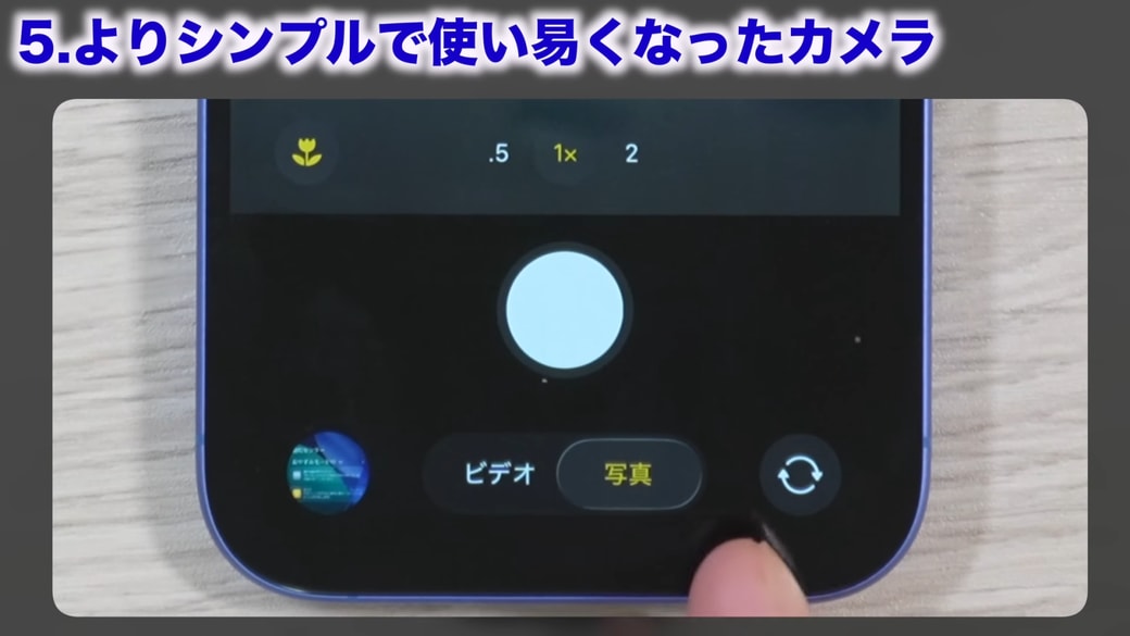 「写真」と「ビデオ」の2項目だけが表示される
