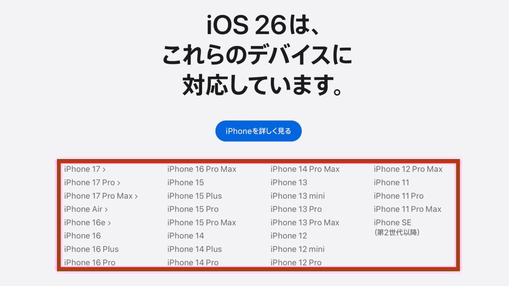 iOS26の対応機種