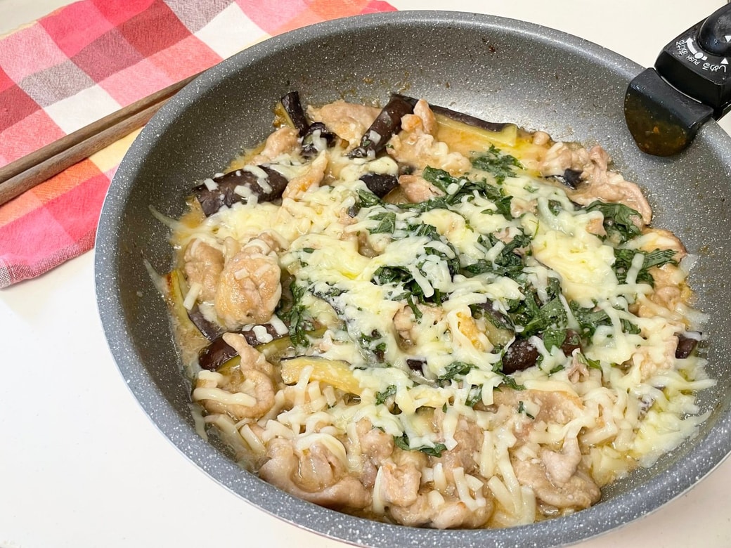 ナス味噌とチーズ炒め