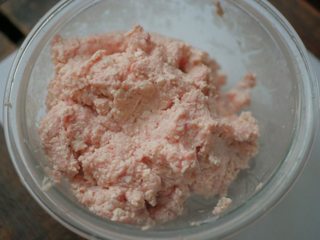 豆腐を加えて混ぜたところ