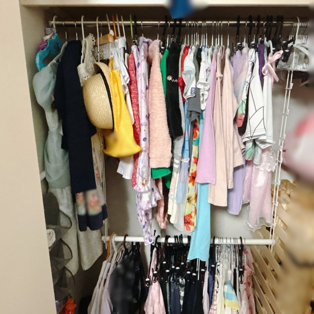 収納テク②ニトリのクローゼットハンガーポールを使う