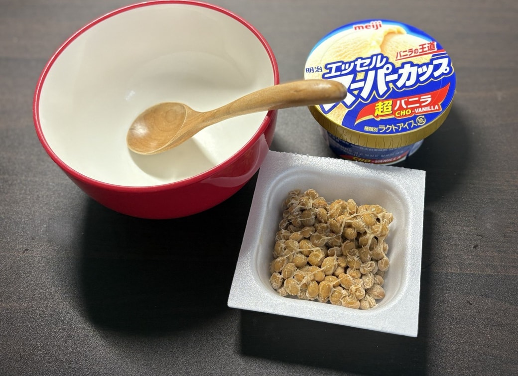 納豆、器、アイス