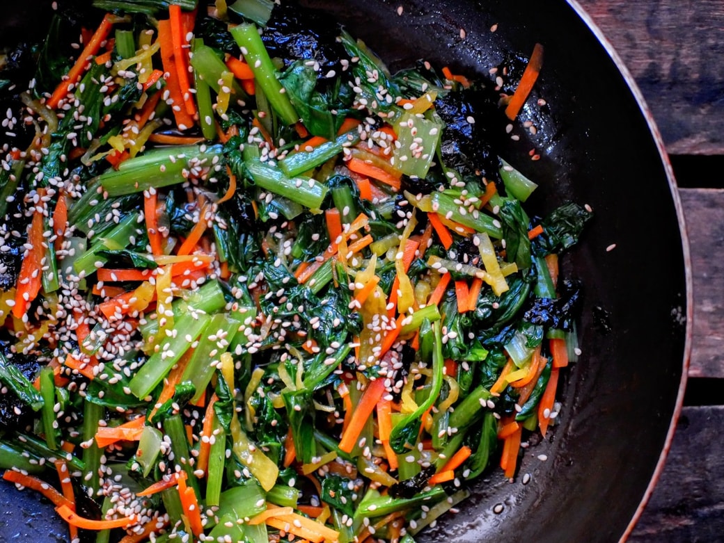 小松菜のキンパ風炒め