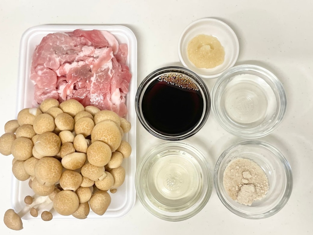 きのこと豚肉の照り煮