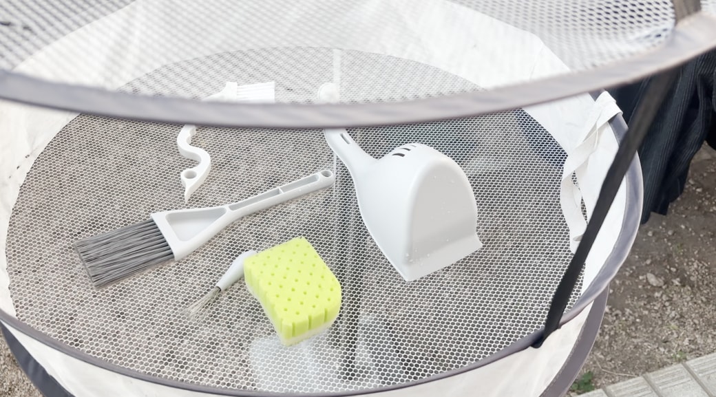 平干しネットを使って乾かす