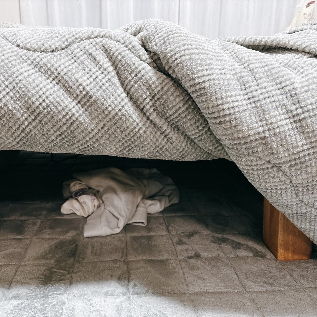 NG こたつの中に洗濯物を入れる