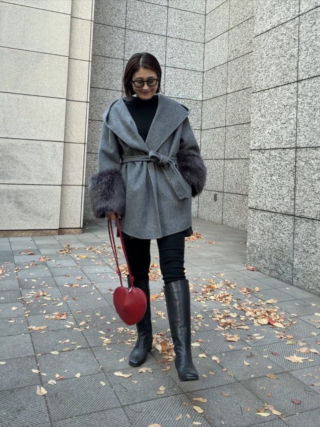 細見えするロングブーツですっきりとしたシルエットに。