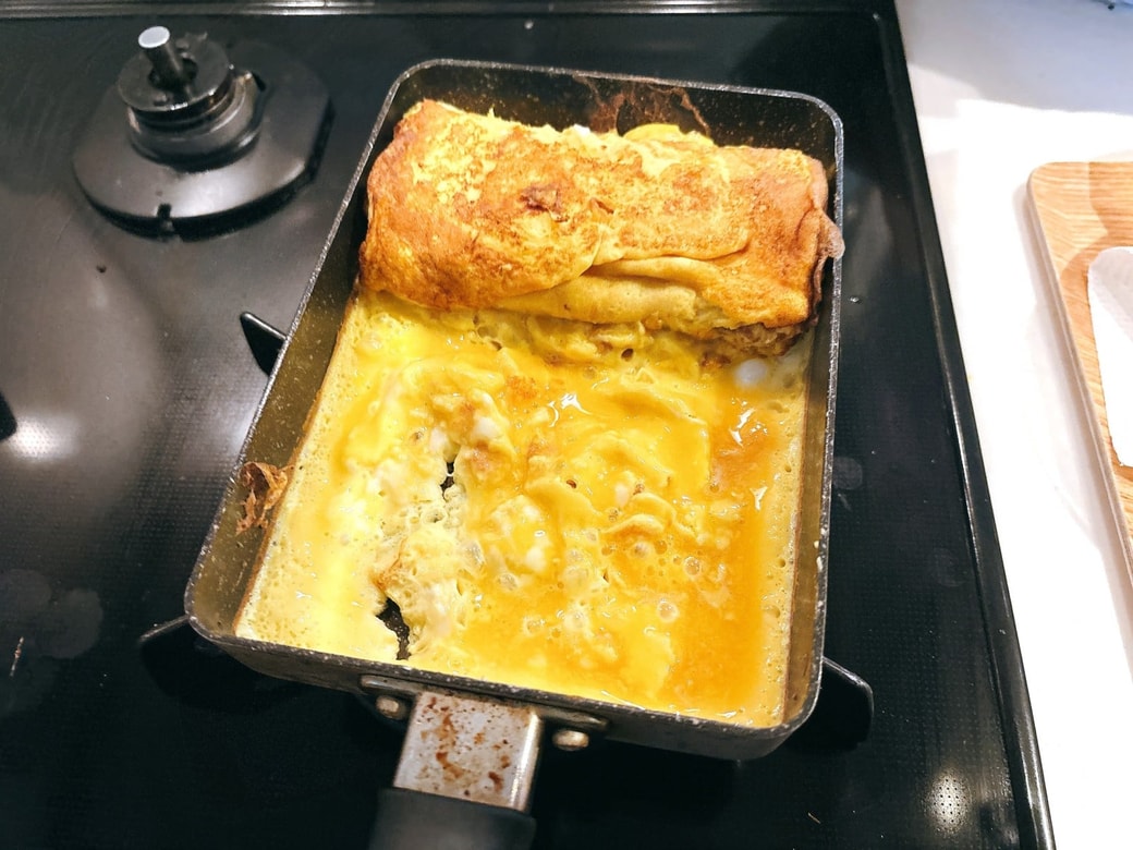 片栗粉のおかげで卵が巻きやすい