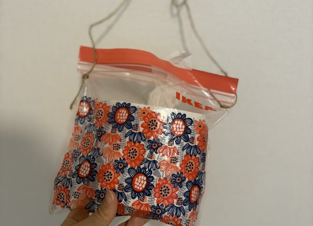 紐を通した様子